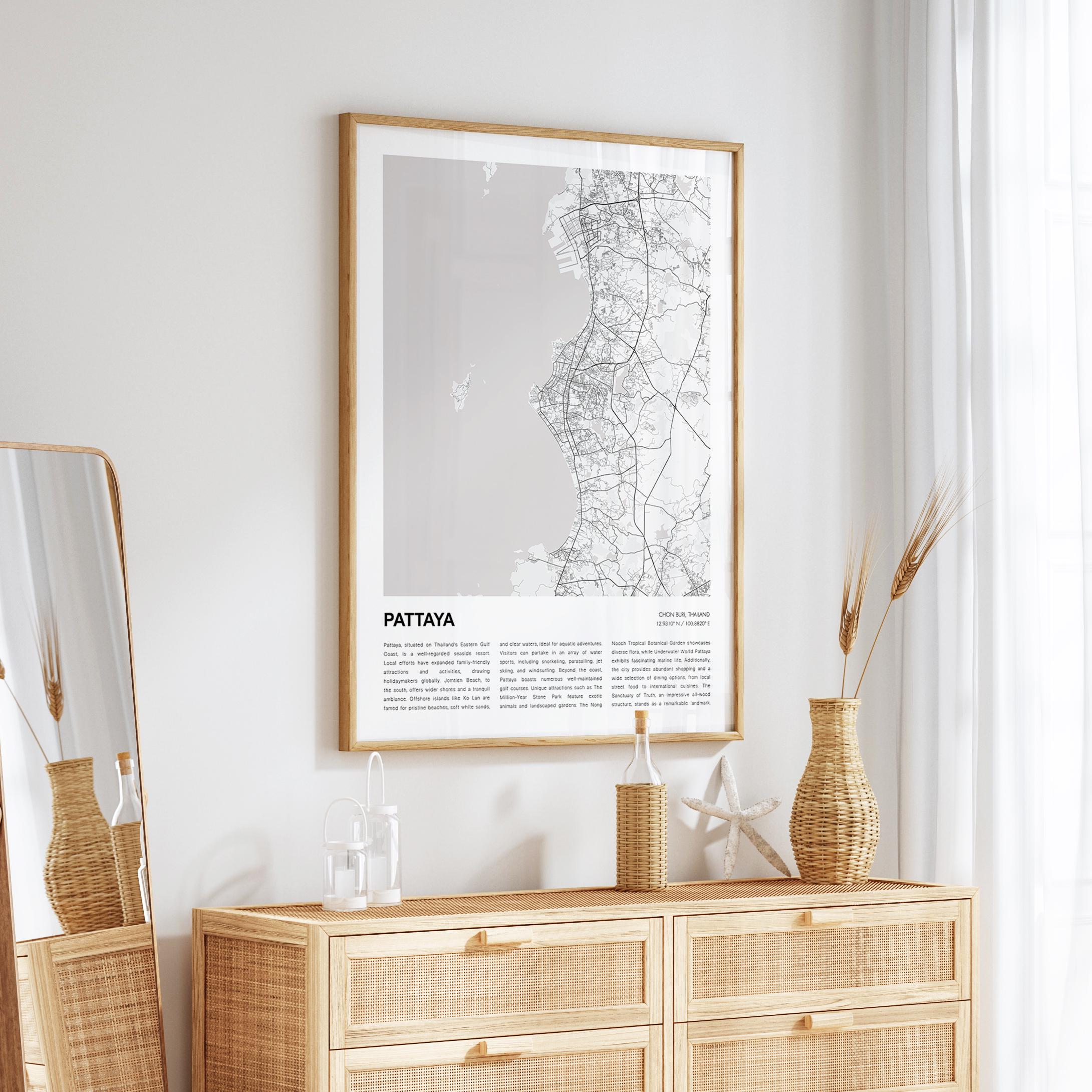 Pattaya Map Print, Pattaya Travel Map, Pattaya Wall Decor Art, Pattaya ...