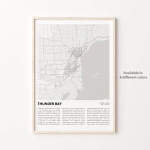 Stampa mappa Thunder Bay, mappa turistica Thunder Bay, decorazione da parete Thunder Bay, Thunder Bay Ontario, regalo di inaugurazione della casa