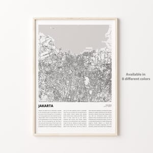 Jakarta Map Print, Jakarta Travel Map, Jakarta Wall Decor Art, Jakarta , Housewarming Gift