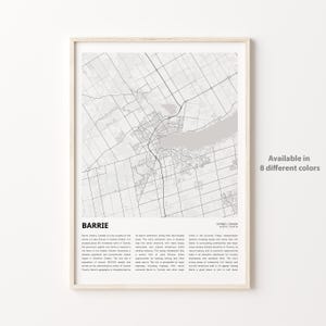 Barrie Karte Druck, Barrie Reisekarte, Barrie Wanddekor Kunst, Barrie Ontario, Housewarming Geschenk Personalisierte Karte Poster Druck