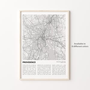 Impresión de mapas de Providence, mapa de viajes de Providence, arte de decoración de pared de Providence, Providence Rhode Island, regalo de inauguración de la casa