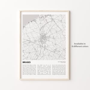 Bruges Map Print, Bruges Travel Map, Bruges Wall Decor Art, Bruges West Flanders, Housewarming Gift