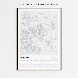 Mapa de Makiivka, Mapa turístico de Makiivka, Decoración de pared de Makiivka, Makiivka, Óblast de Donetsk, Regalo de inauguración