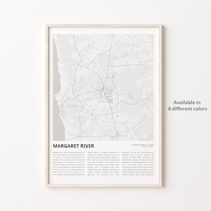 Margaret River Karte, Margaret River Karte, Reisekarte, Margaret River Wanddekoration, Margaret River Western Australia, Einweihungsgeschenk