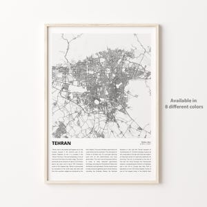 Tehran Map Print, Tehran Travel Map, Tehran Wall Decor Art, Tehran Tehran, Housewarming Gift