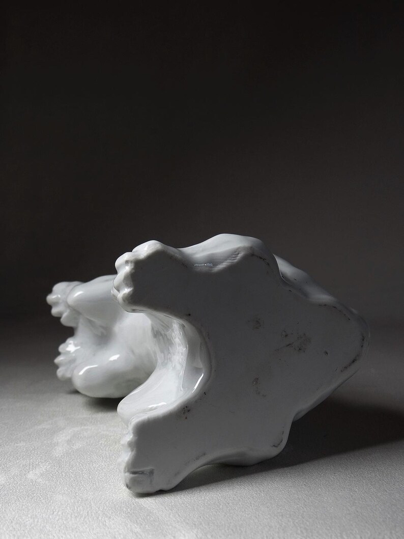 Fine White Porcelain Subject, Crazy Dog Showing Off, Porcelain Animal