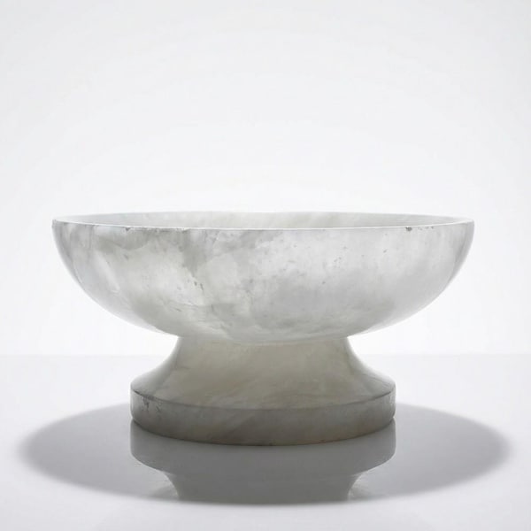 Vintage white alabaster bowl or trinket dish, Italy, 1960s-70s, chic decor, elegant natural stone ornament, nut bowl