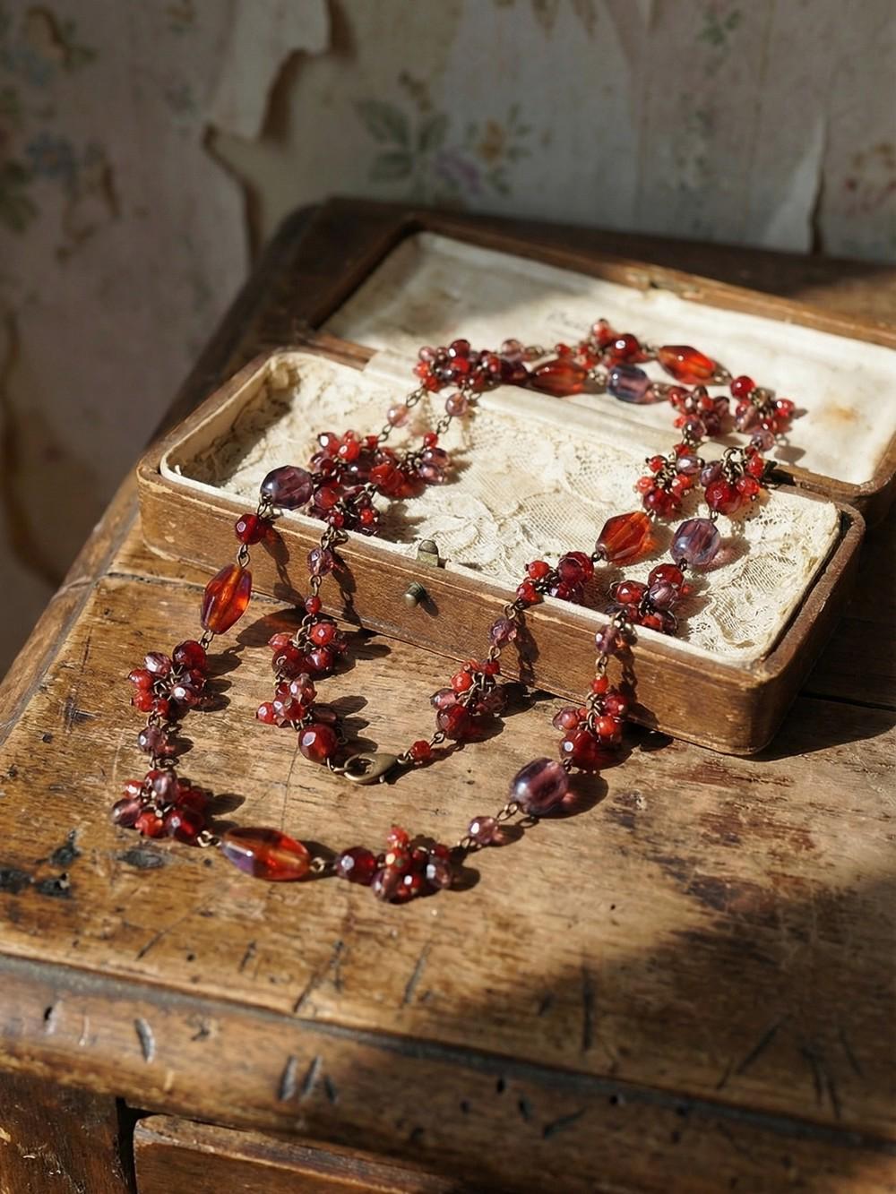 Collier Sautoir Vintage Vert Années 90 Perles Rocailles Sur Cordon - 120 Cm