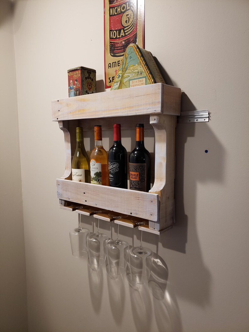 Rustic Farmhouse Wall Mounted Wine Rack - Etsy