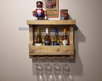 Rustic Farmhouse Wall mounted wine rack