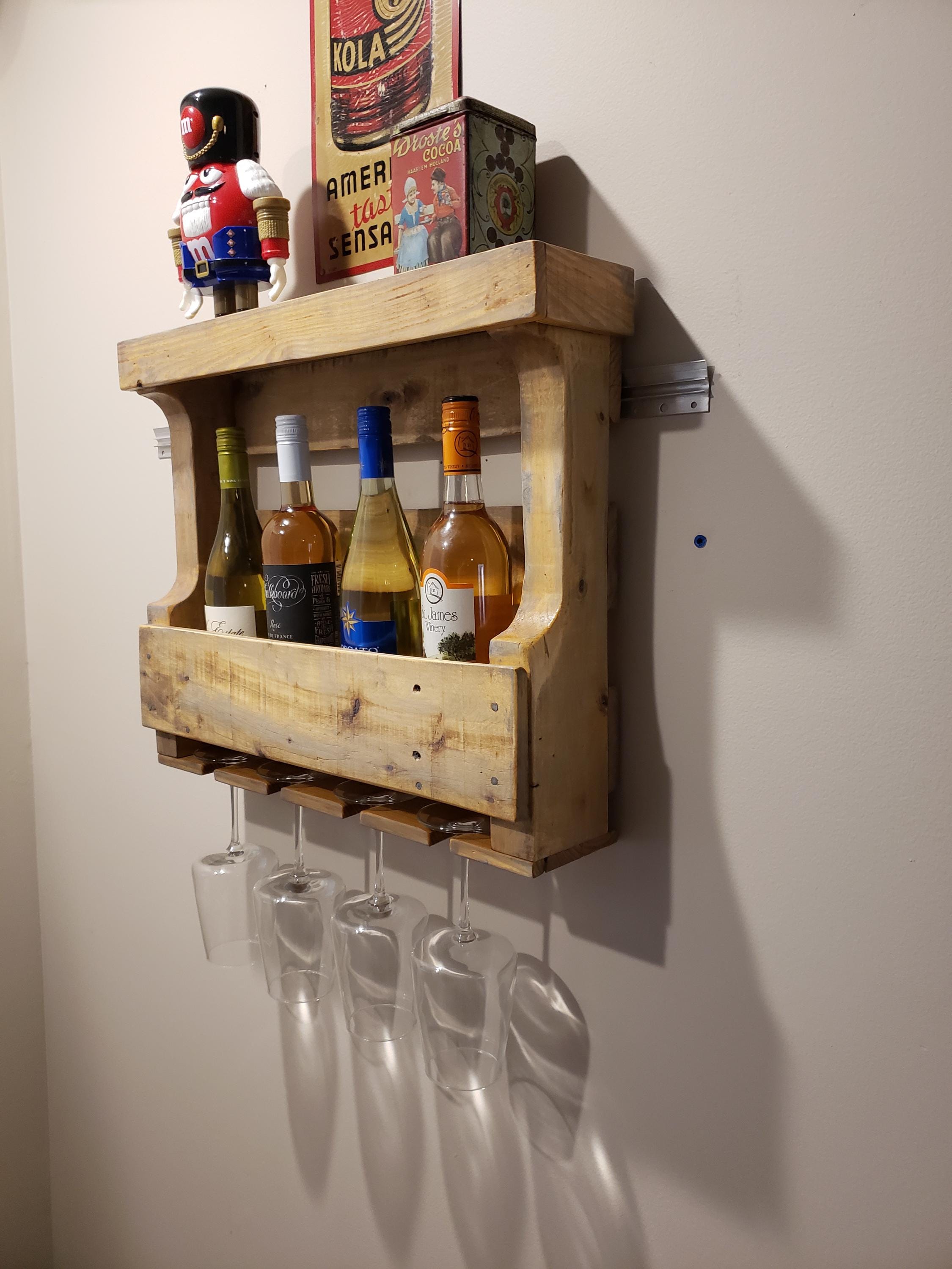 Rustic Farmhouse Wall Mounted Wine Rack - Etsy