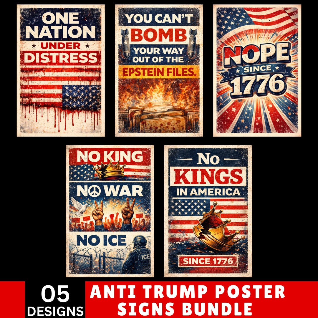 Anti Trump Protest Signs Bundle Printable, No Kings Poster, Resist ...