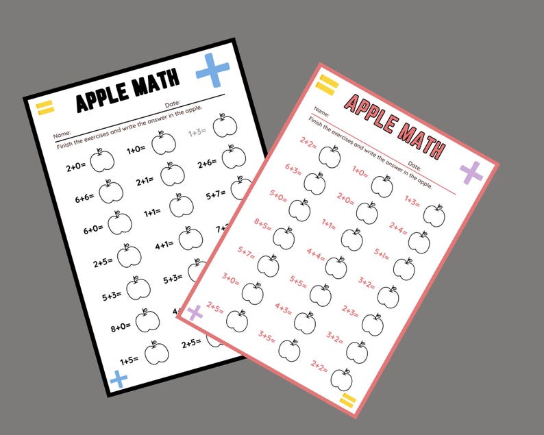 Placeholder Frame Primary Math Printable Preschool Math Addition Worksheets, Apple Math Addition ...
