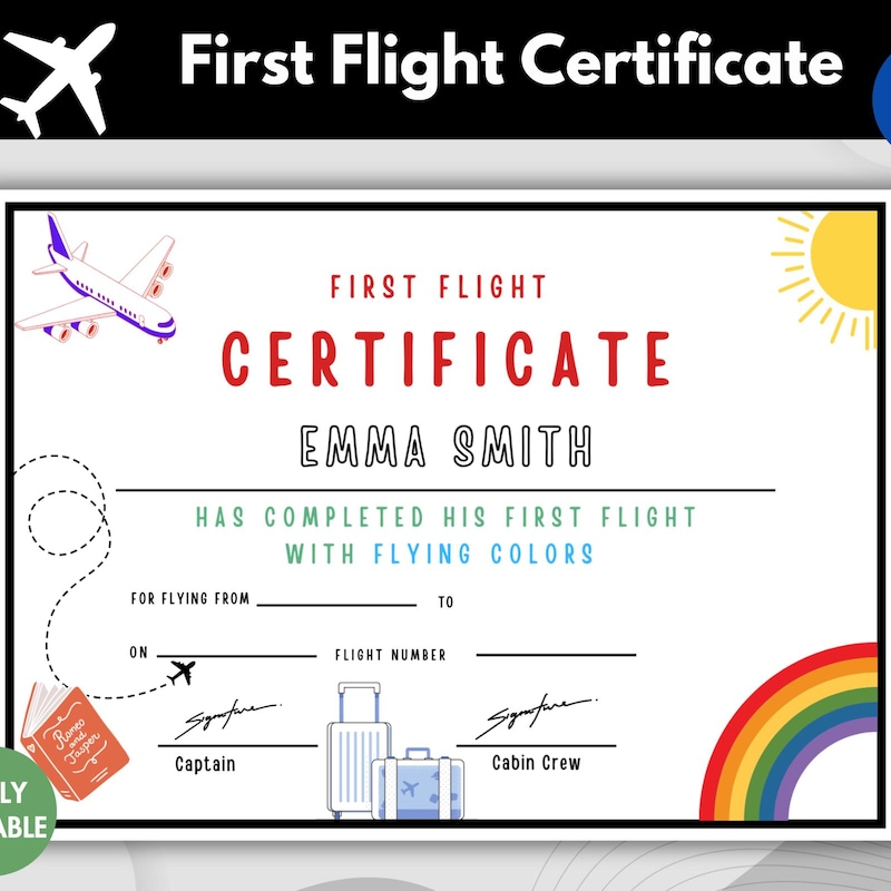 First Flight Sticker First Flight Certificate - Etsy