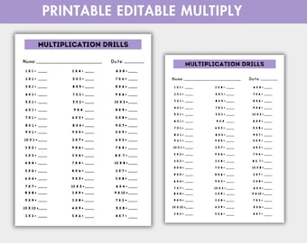Printable Multiply Activity For Kids,Multiplication Worksheets,Preschool Activity Worksheets, Fill In The Blanks, Instant Download,Png Files