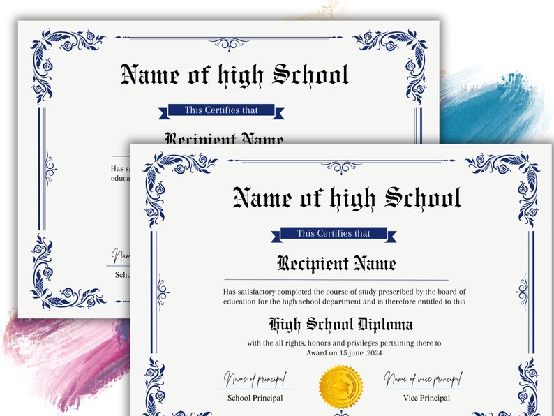 Printable home school diploma high school diploma template high