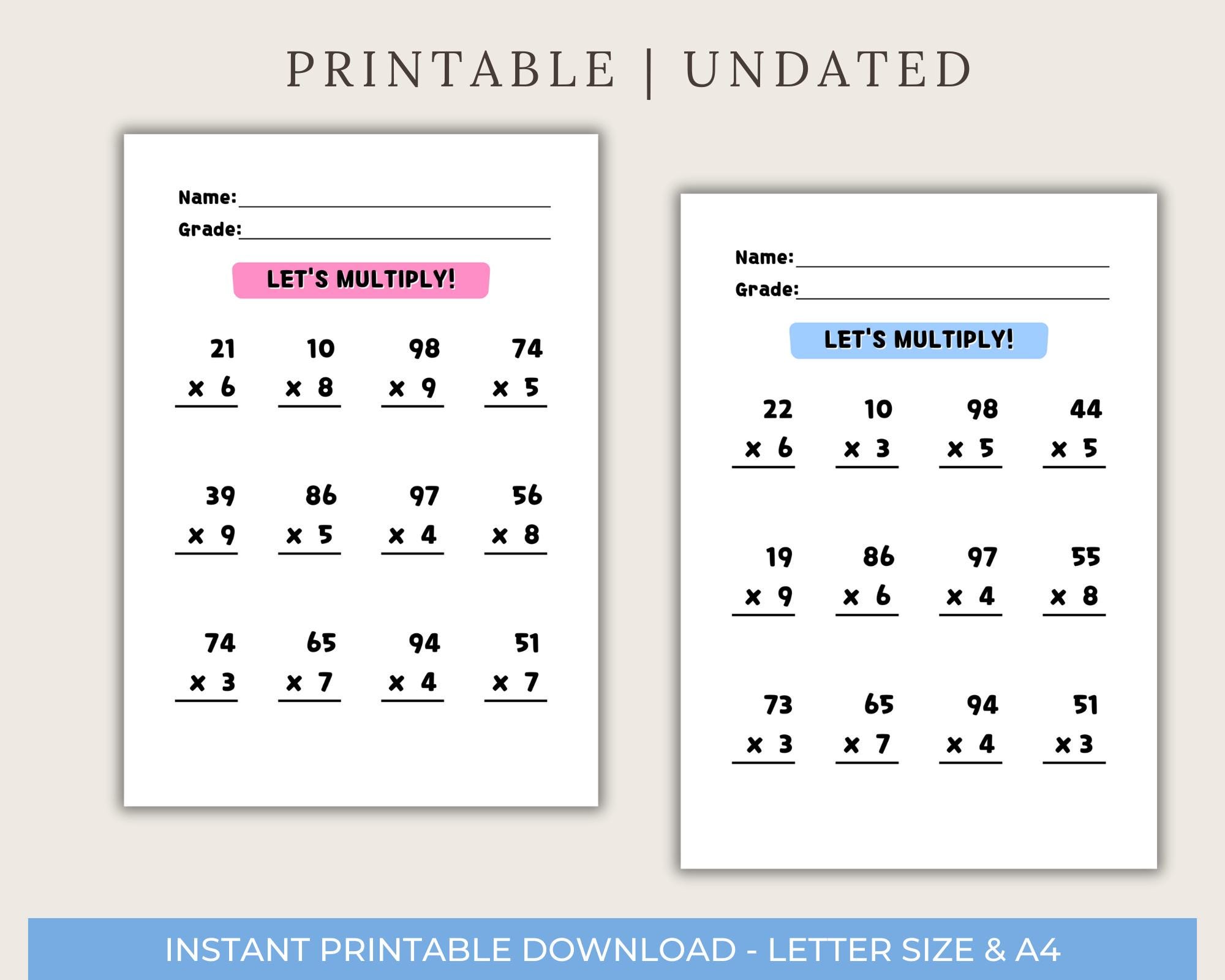 Printable Multiply Activity for Kids,editable Multiplication Worksheets ...