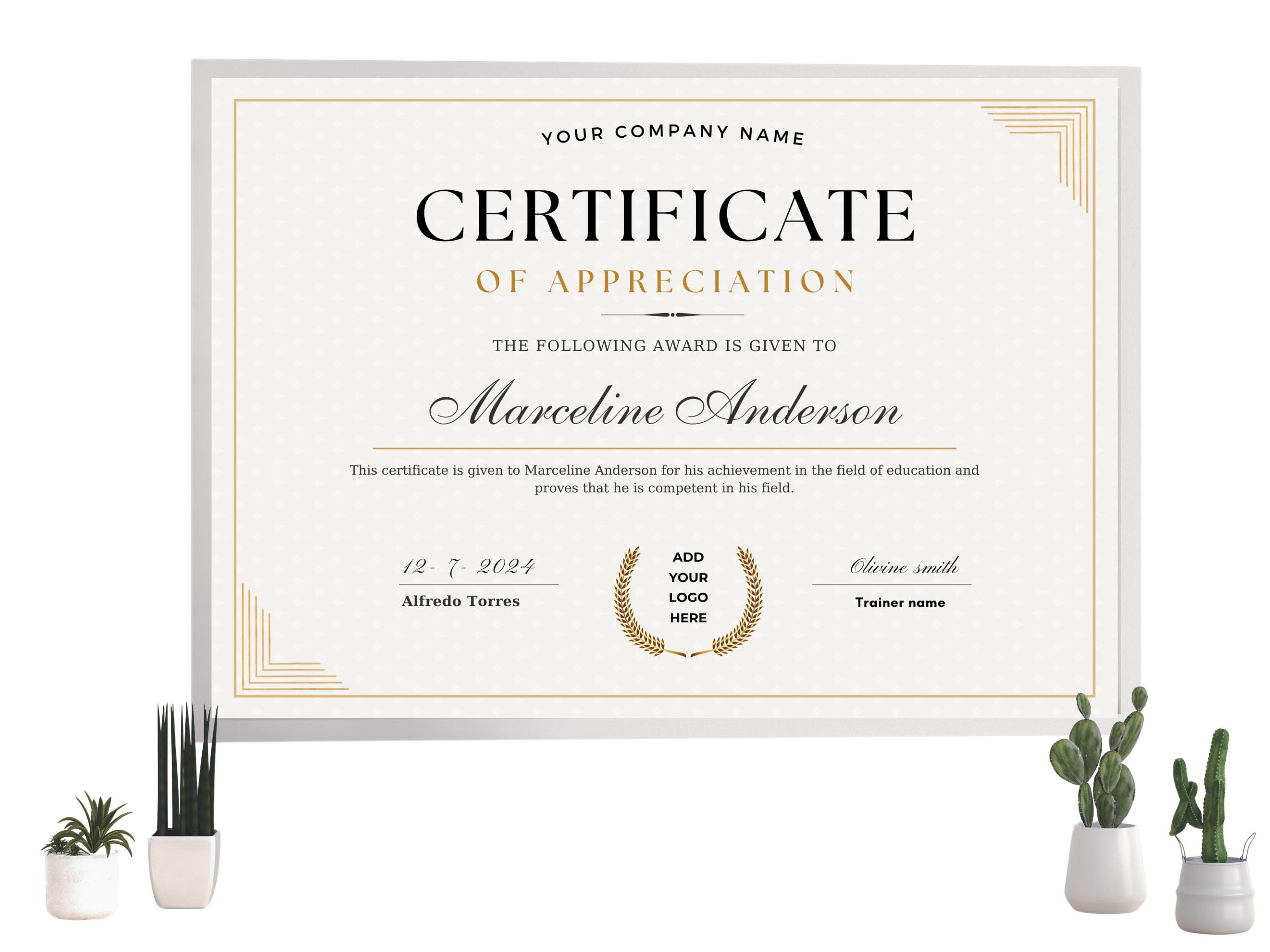 Editable Certificate of Completion Template, Certificate of Completion ...