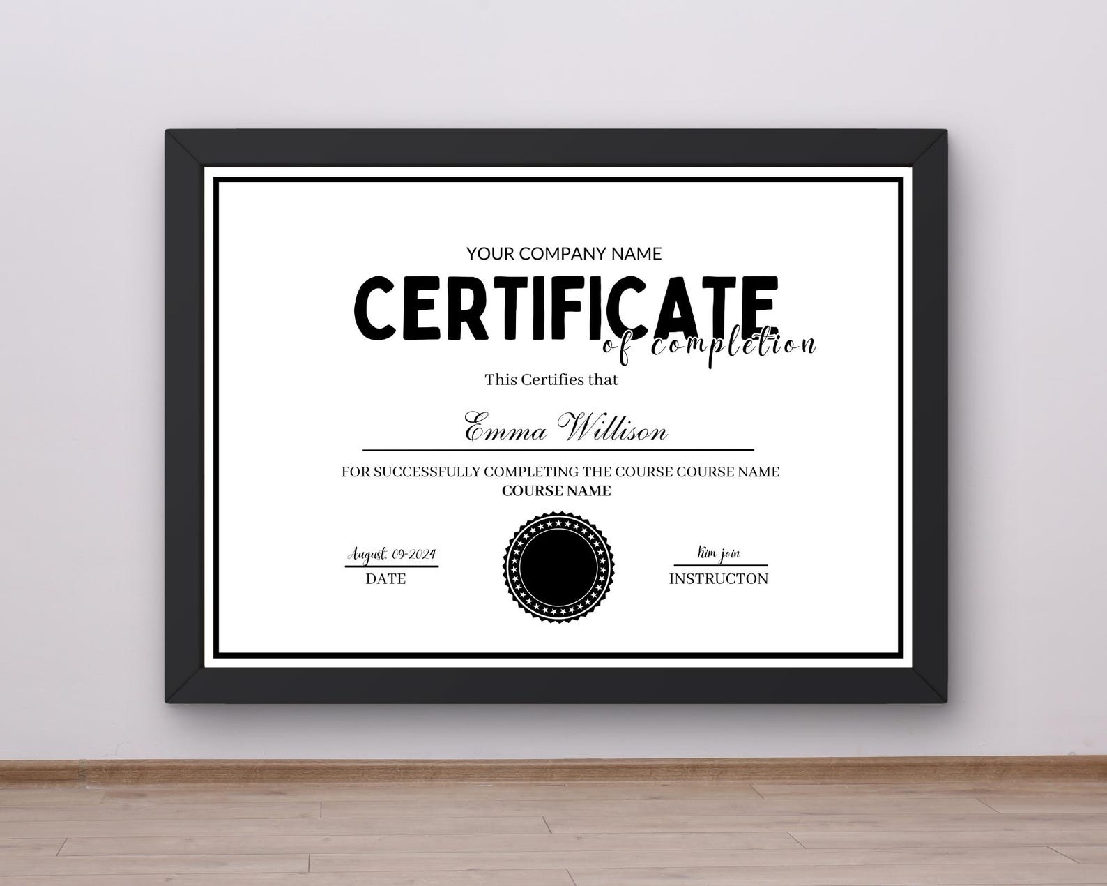 Editable Certificate of Completion Template, Certificate of Completion ...