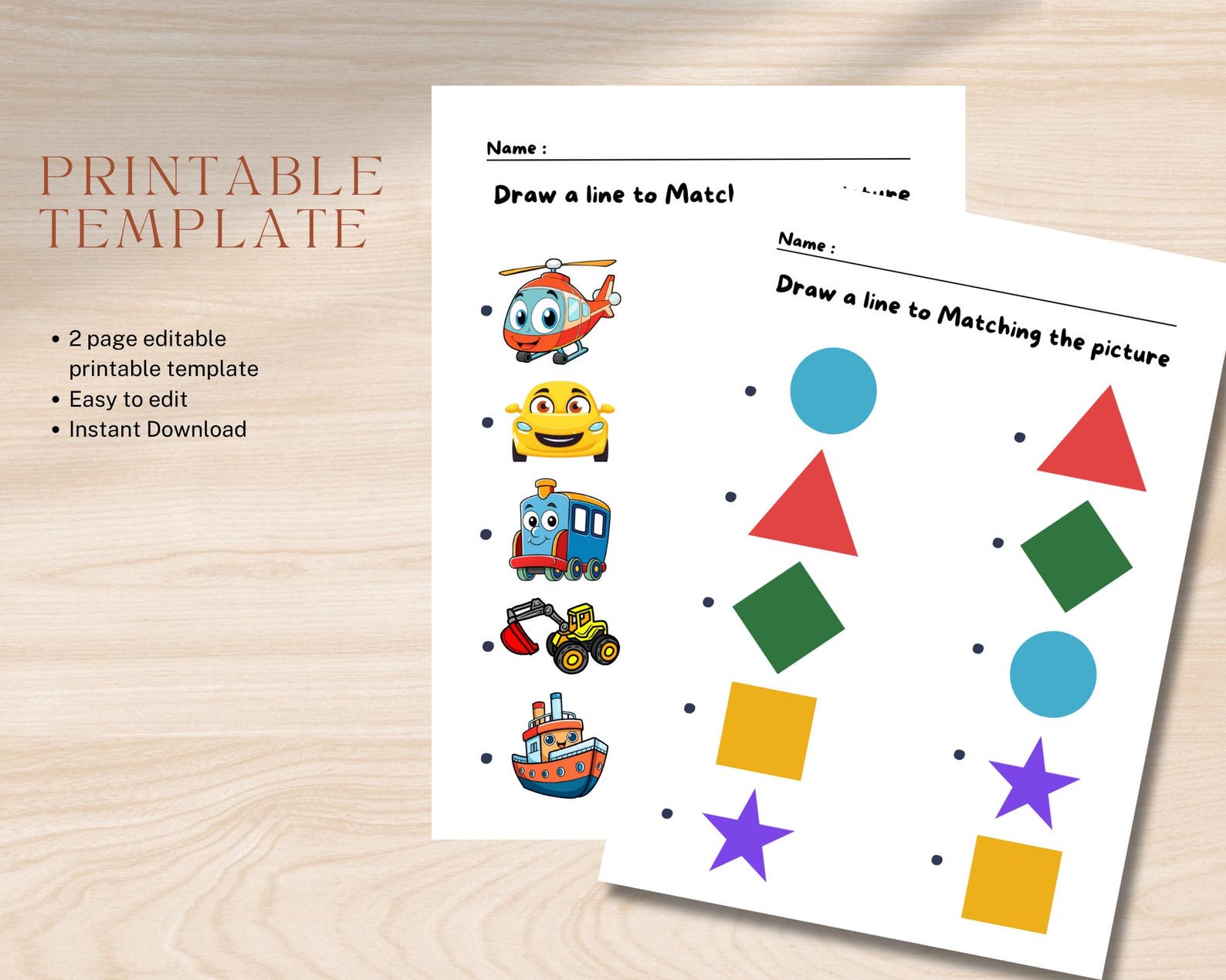 Printable Matching Worksheets, Match the Picture, Kindergarten ...