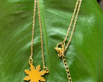 Philippine Sun Stainless Steel Necklace with Pendant, Filipino American History Month, AAPI Heritage, Mother's day gift, Philippine Jewelry