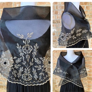 Free Pin, Adult-size Filipiniana Embroidered Alampay, Handmade in the Philippines, Philippine Shawl, Philippine Accessories.