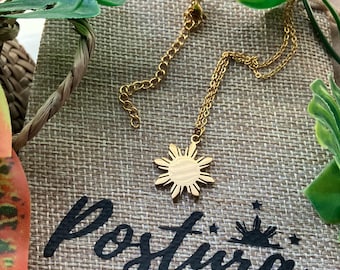 Philippine Sun Stainless Steel Necklace with Pendant, Filipino American History Month, AAPI Heritage, Mother&#39;s day gift, Philippine Jewelry