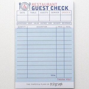 Restaurant Guest Check Playtime Pad®