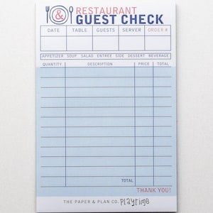 Restaurant Guest Check Playtime Pad®