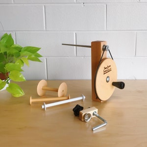 Handcrafted Maple Weavers' Shuttle Bobbin Winder for use with bobbins, weaving loom and boat shuttle. Watch our demonstration video image 4