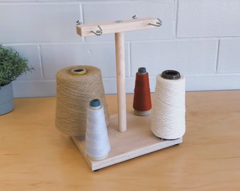 4 Spool Maple Weavers' Yarn Cone Holder with Hardware Assembly