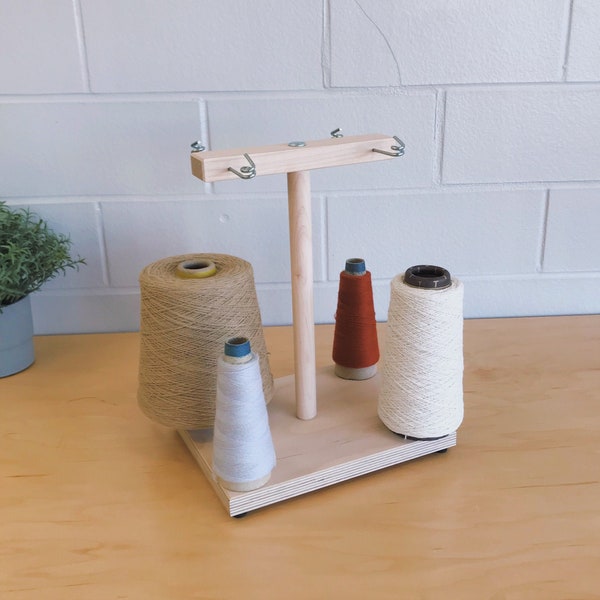 4 Spool Maple Weavers' Yarn Cone Holder with Hardware Assembly
