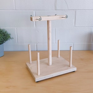 4 Spool Maple Weavers' Yarn Cone Holder with Hardware Assembly image 2