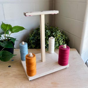 4 Spool Maple Weavers' Yarn Cone Holder with Hardware Assembly