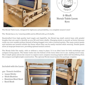 Woolhouse Tools 8-Shaft Norah Table Loom 16 Weaving Width image 5