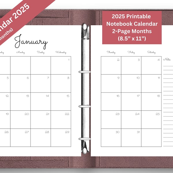 Month Calendar Notebook Etsy Month Calendar Notebook Etsy
