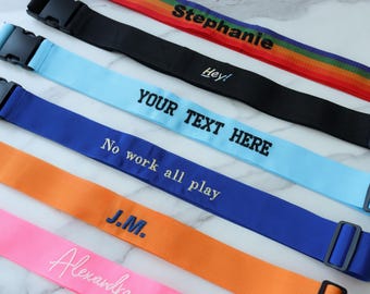 Personalized Embroidered Name Luggage Strap, Custom Luggage Tags with Name, Luggage Belt, Unique Travel Essentials for Holiday & Business