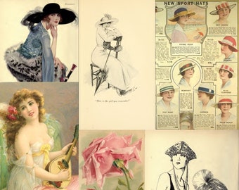 Elegant Ladies Printable Ephemera Photographs, Magazine Ads, Illustrations, Digital Download SKU 006