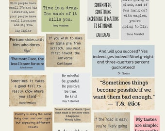 Printable Quotes Digital Download Collage Sheet, Inspirational Phrases, Book Quotes