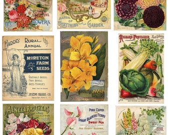 Vintage Printable Flower Seed Packet Collage Sheet Digital Download SKU 0041