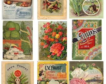 Vintage Seed Packet Digital Download Flower Ephemera Collage Sheet SKU 0040