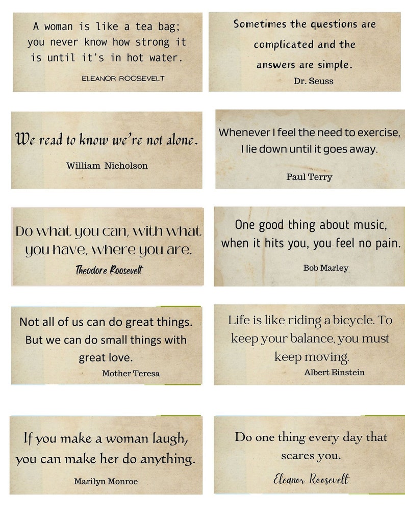 Famous Quotes Digital Download Collage Sheet, Inspirational Phrases ...