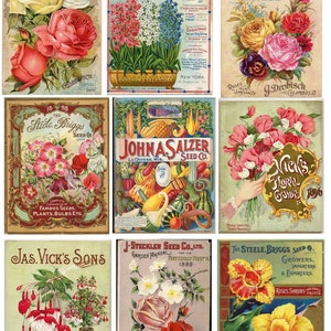 Vintage Printable Flower Seed Packet Collage Sheet Digital Download SKU 0044