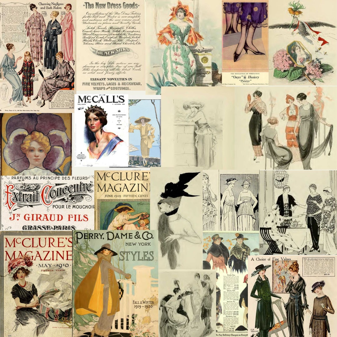 Vintage Fashion Prints, Printable Paper, Illustrations, Magazine Advertisements SKU 0057 - Etsy