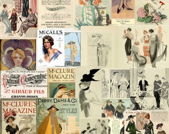 Vintage Fashion Prints, Printable Paper, Illustrations,  Magazine Advertisements SKU 0057