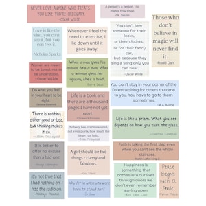 Printable Quotes Digital Download Collage Sheet, Inspirational Phrases, Book Quotes
