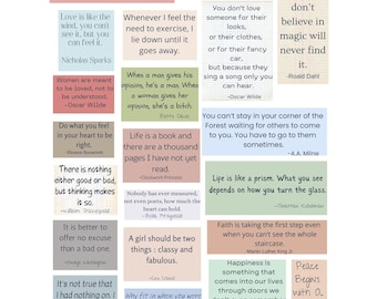 Printable Quotes Digital Download Collage Sheet, Inspirational Phrases, Book Quotes