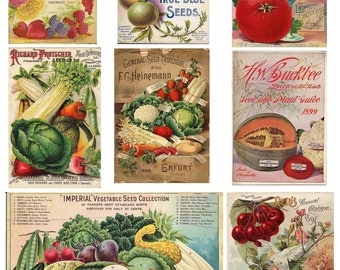 Vintage Printable Vegetable Seed Packet Collage Sheet Digital Download SKU 0047