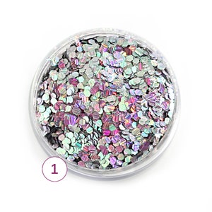 Holographic Multichrome Glitter COLOR 1 -SILVER Chameleon Hex Shape Mix Size