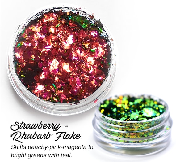 Strawberry Rhubarb Flake  -Lumiere Lusters Color Shifting Chameleon Metallic Foil Pigment - Non-Plastic Cosmetic, Craft, Resin and Glass Art